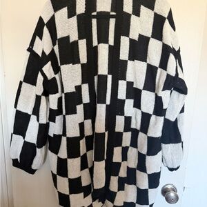 Black and White Checkerboard Cardigan